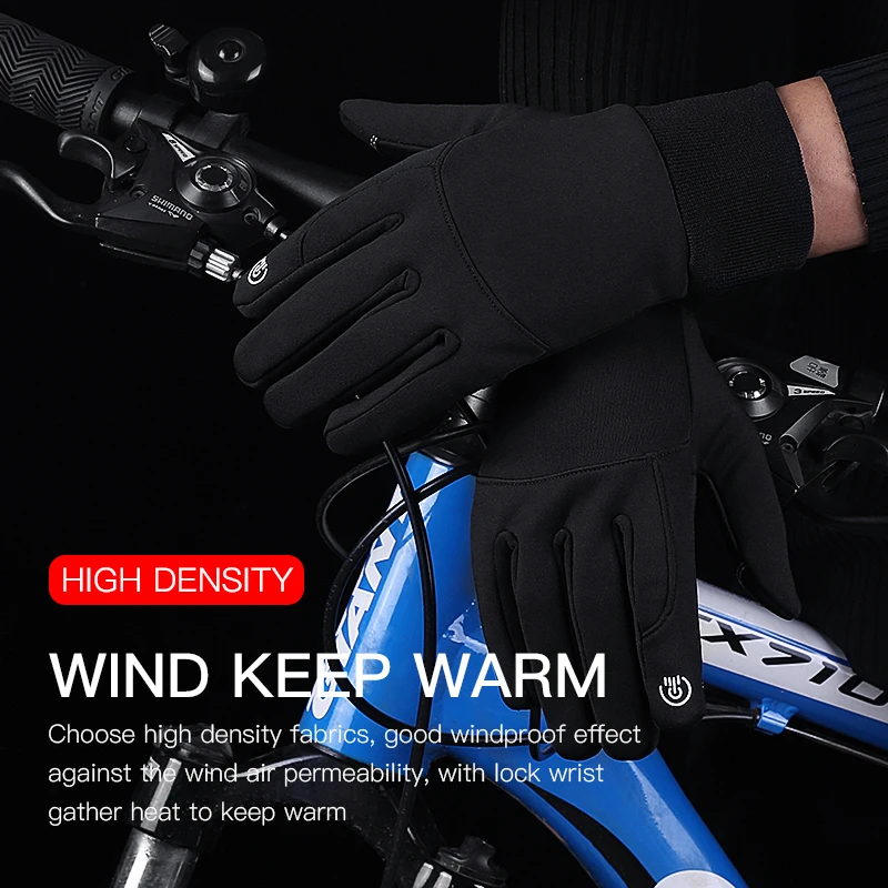 

Autumn Winter Outdoor Cycling Gloves Water Windproof Thicken Warm Touchscreen Shockproof Nonslip Riding Motorbike Gloves Men