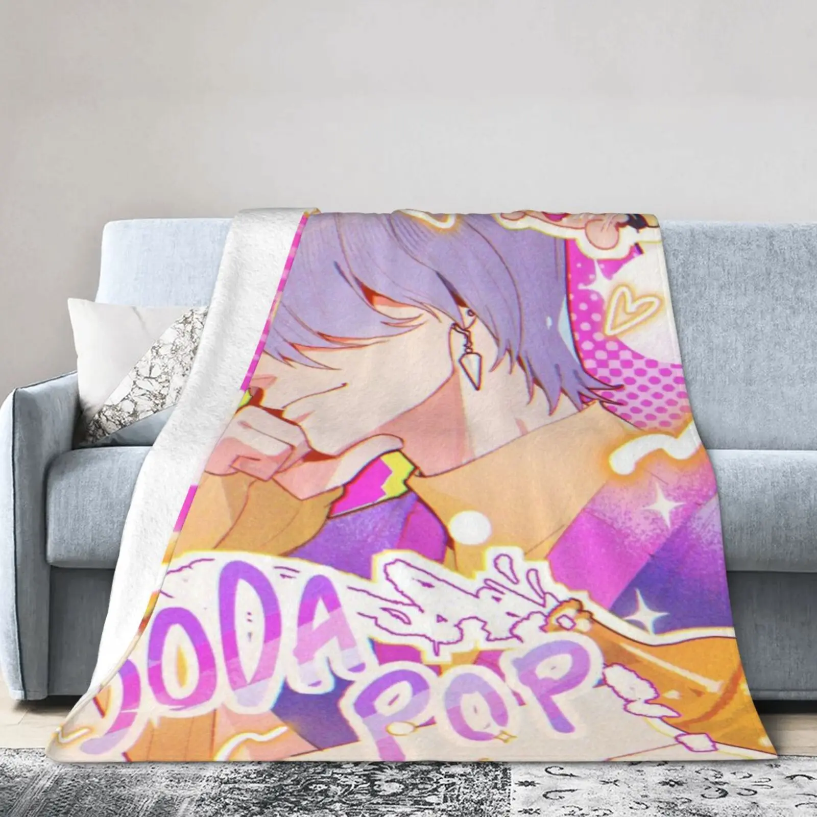 โซดาป๊อป ซาจาบอยส์ โคซี่ผ้าห่มผ้าสักหลาดนุ่มพิเศษ,ยอดนิยม KPOP Demon Hunter อะนิเมะผ้าห่มอุ่นสำหรับห้องนั่งเล่น,ตกแต่งบ้าน
