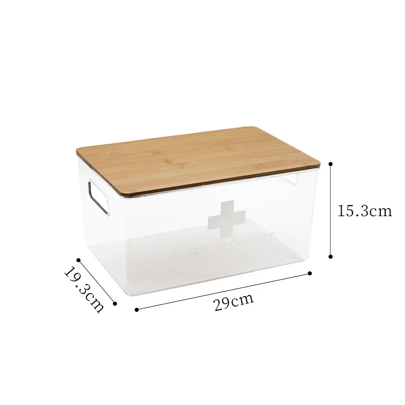 Medicine Box Home Decoration Home Bamboo Cover Medicine Storage Box Medical First Aid Box Medical Solid Color Bedroom Japanese S