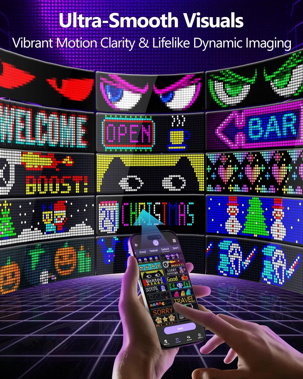 2025 Upgrade Multifunctional LED Matrix Panel ,APP Control Scrolling LED Sign, Custom,Graffiti Flexible Led Matrix Panel for Car