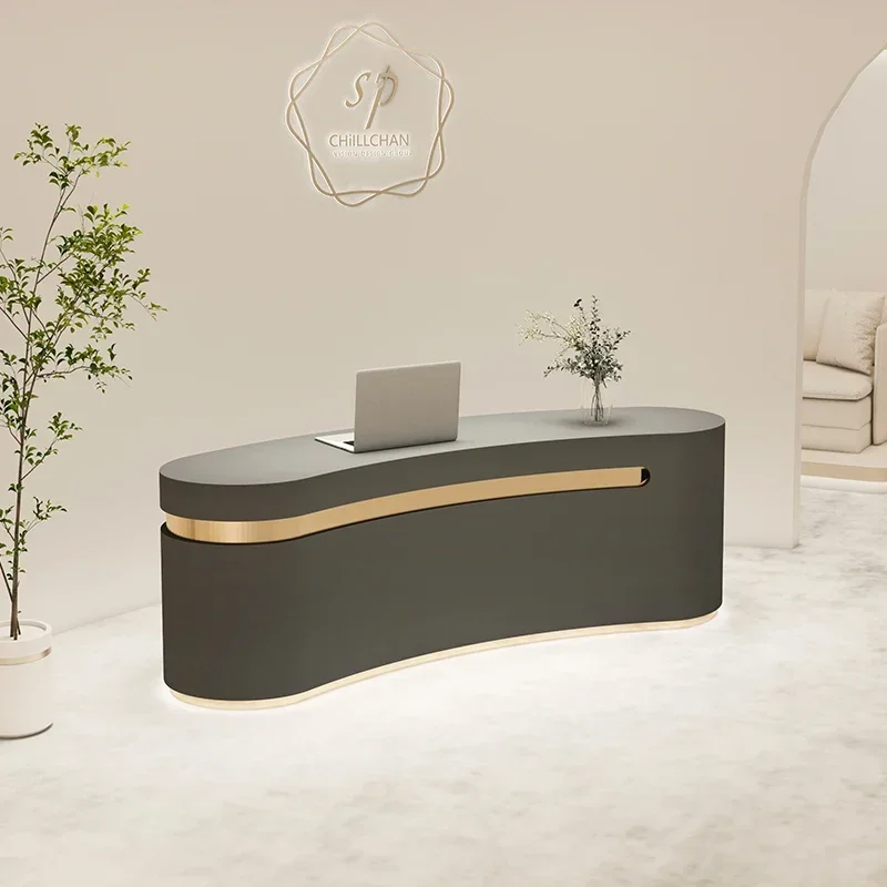 Luxurious Office Desk Reception Salon Hairdressing Furniture Counter Beauty Modern Shop Service Recepcion Mostrador Receiption