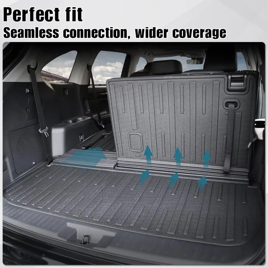 حصيرة مع حصيرة مسند الظهر لـ 20202024 2025 2026 Toyota Highlander ملحقات حصيرة السيارة الهجين والغاز، TPE جميع الأحوال الجوية لين البضائع