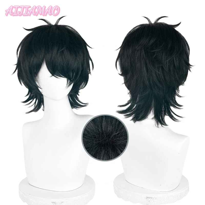 Toru Fujisaki Cosplay Wig Jimi Wig 38cm Short Black Green Wig Cosplay Anime Cosplay Wigs Heat Resistant Synthetic Wigs