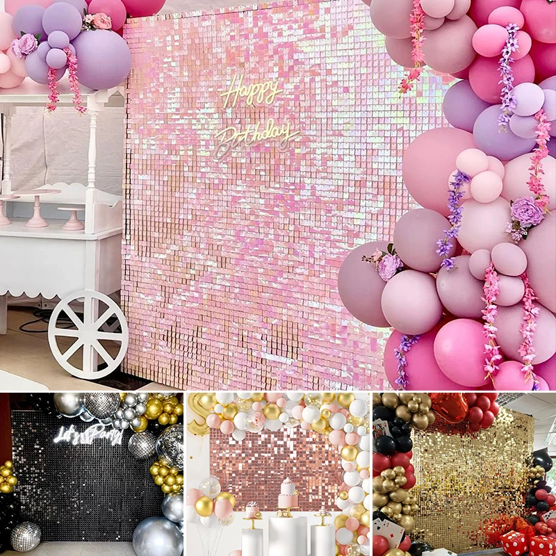 

18Pcs Shimmer Wall Backdrop Square Sequin Panels Decor for Valentine's Decorations Birthday Wedding Bachelorette Party 30*30cm