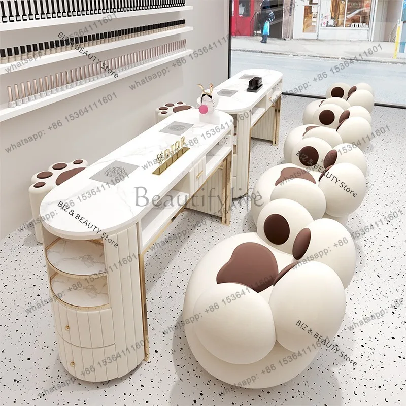 FG Light Luxury with Socket Nail Tables Modern Internet-famous Single Double Person Nail Tables Vacuum Cleaner Furniture Tavolo