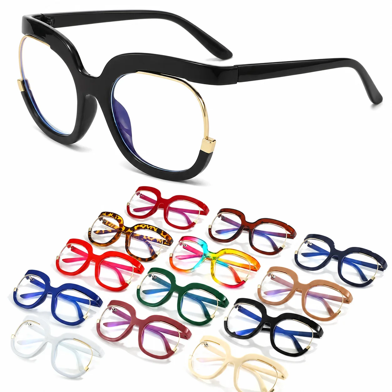Anti-Uv Fashion Glasses Blue Light Blocking Square Eyeglasses Frames Unisex Eyewear  Plain Glasses For Casual Wear Office