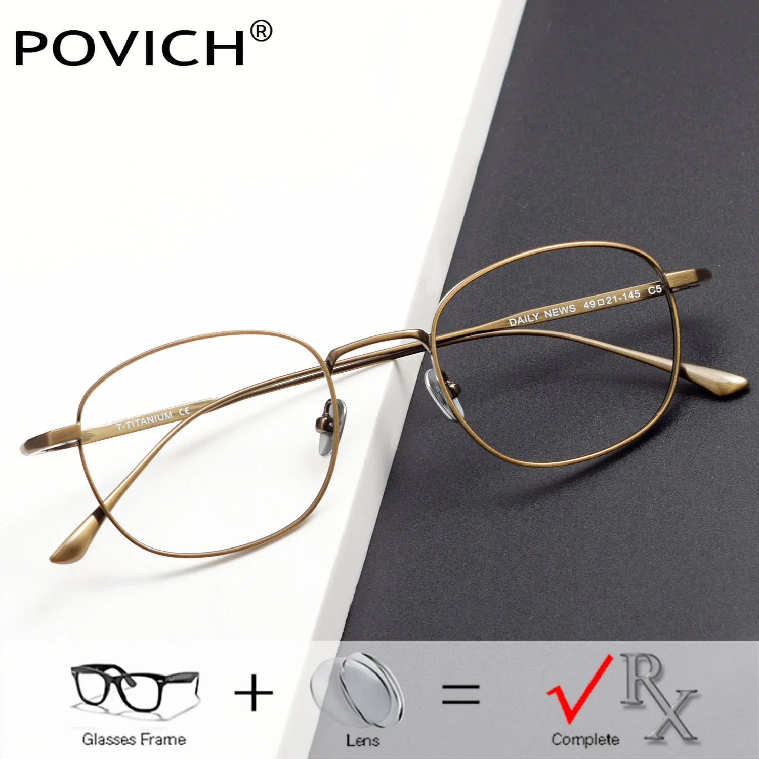 

With Prescription Eyewear Vintage Optical Glasses Frame Titanium Anti-Reflection Recipe Lenses Myopia Progressive Eyeglasses
