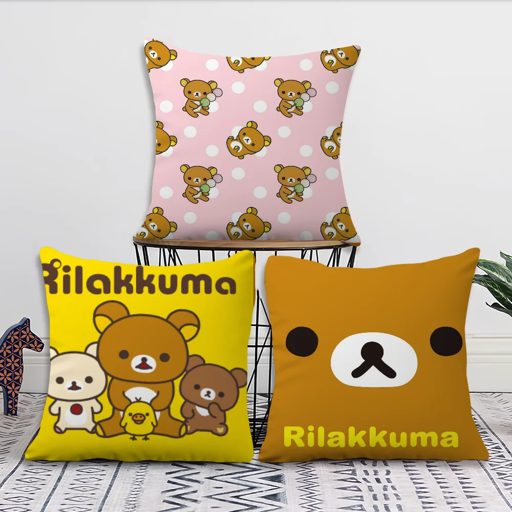 Cute R-Rilakkuma Comfortable Pillow Case  Cushion Cover Suitable for Home Living Room Sofa Room Decoration