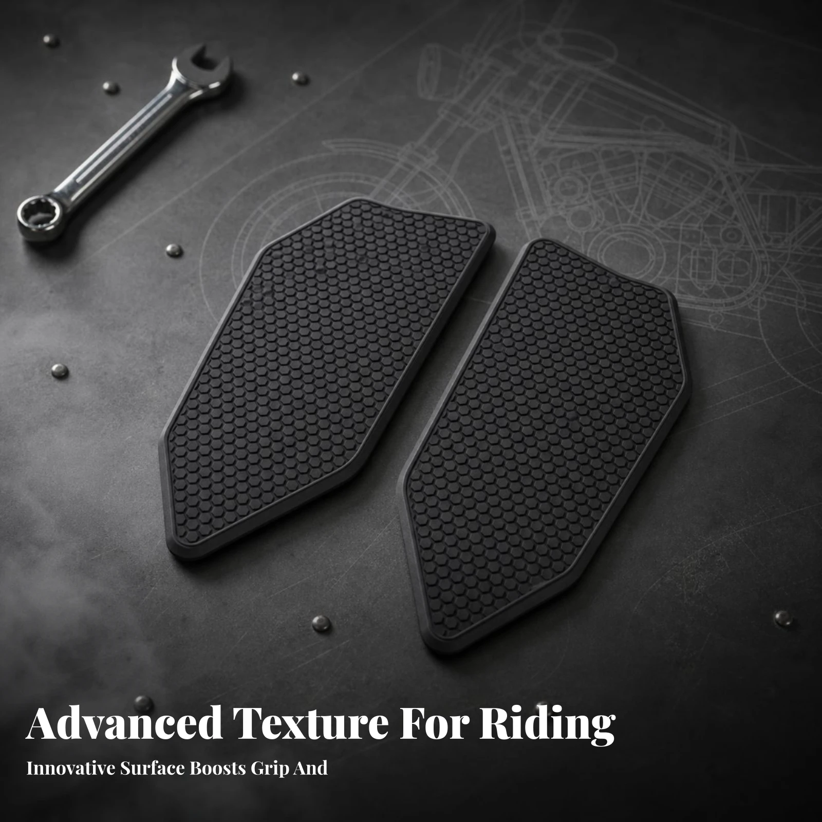 Motorcycle Tank Side Grip Pads Fuel Tank Grip Pad Anti-Slip Raised Rounded Corners