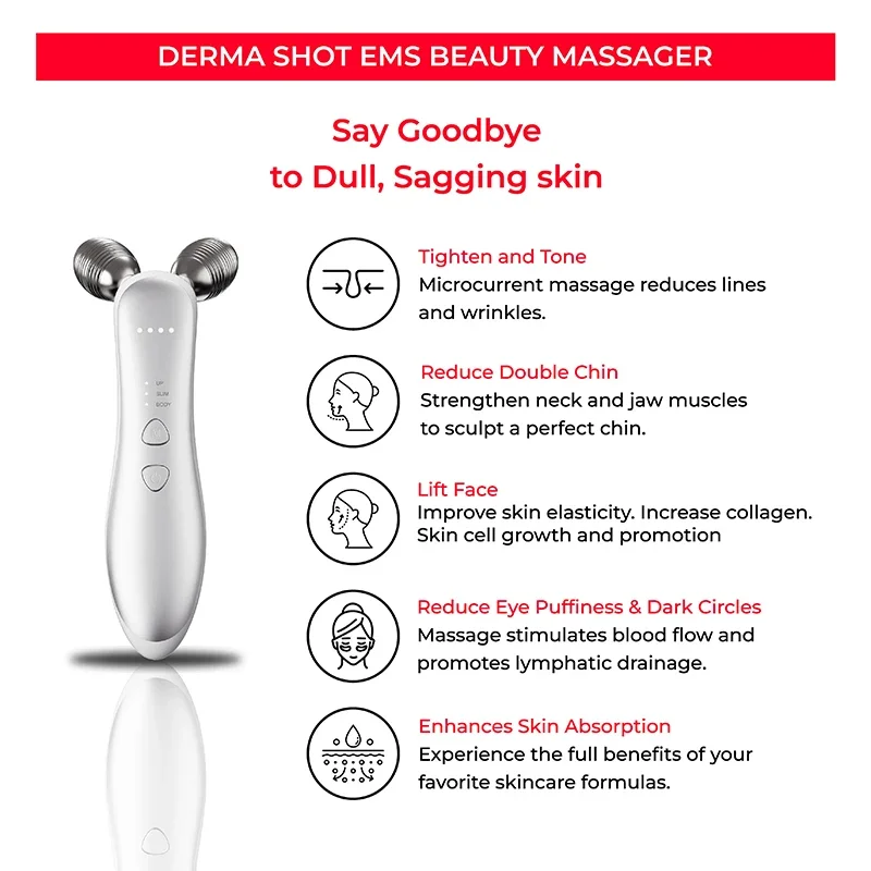 Microcurrent Facial Massager Roller Anti Wrinkles EMS Face Lift Skin Tightening Machine Skin Firming Care Slimming Beauty Tools