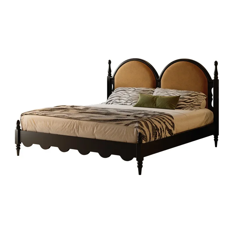 

French retro 1.5M American medieval 1.8 meters soft bag backrest double bed and breakfast master bedroom