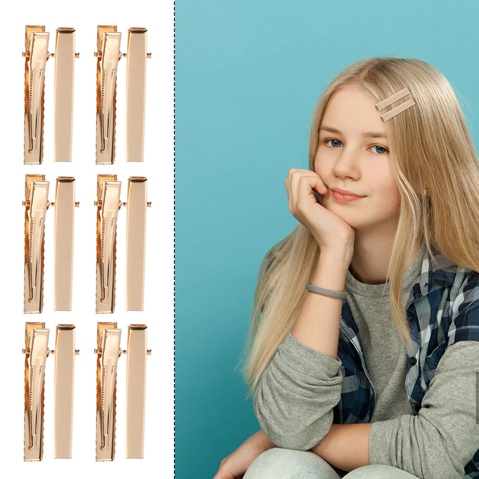 

60pcs Duckbill Clips Women Hair Accessories Girls Metal Snap Clips Durable Practical DIY Hairstyle Ceremony School Birthday