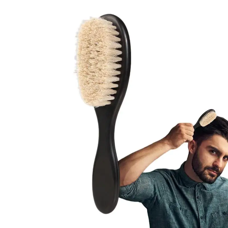 Boar Bristle Hair Brush Short Hair Beard Styling Brush Soft Grooming Brush For Fine Hair Barbershop Accessories ForMen Hairstyle