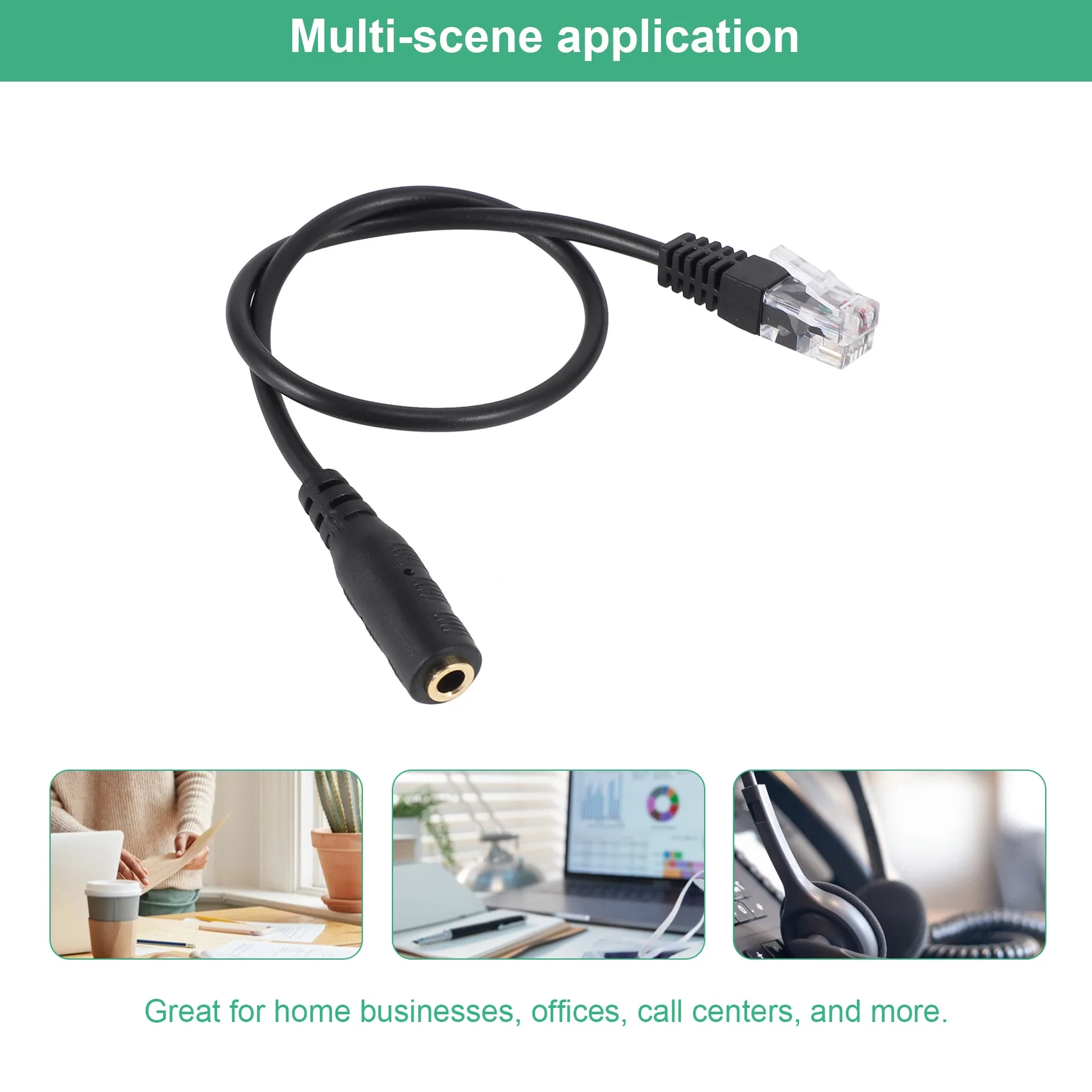 3.5mm Plug Jack to RJ9 for Headset to for Office Phone Adapter Cable