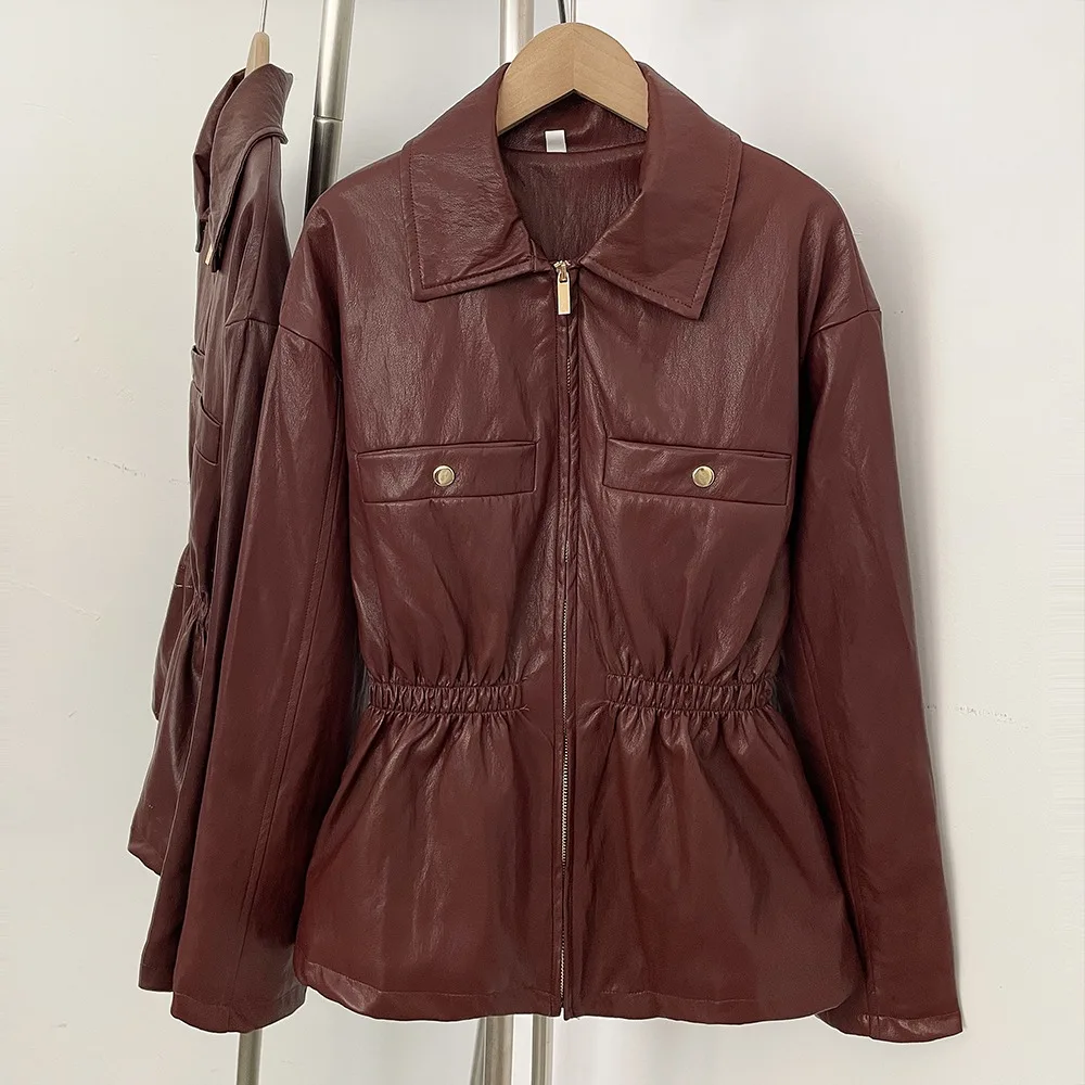 

Faux Leather Clothes Leather Trench Coat Luxury Leather Bomber Jacket for Women Lady Good Quality Clothes New Coats and Jackets