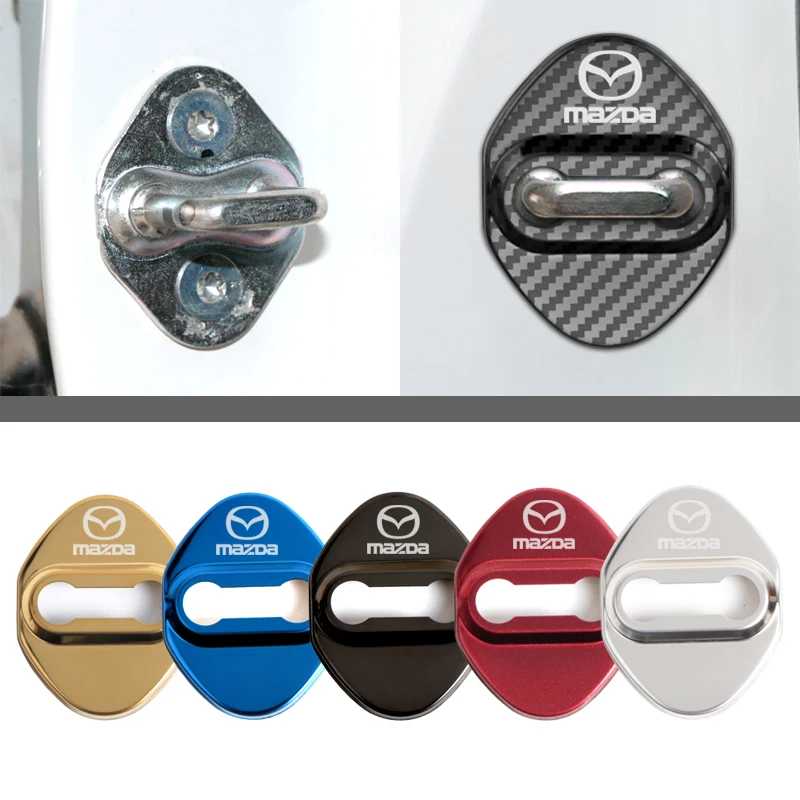 Cubierta de cerradura de puerta de coche, 4 piezas, 3D, emblemas de protección para Mazda 2, 3, 5, 6, BL, BM, GJ, CX3, CX4, CX5, CX-5, CX8, KE, KF,