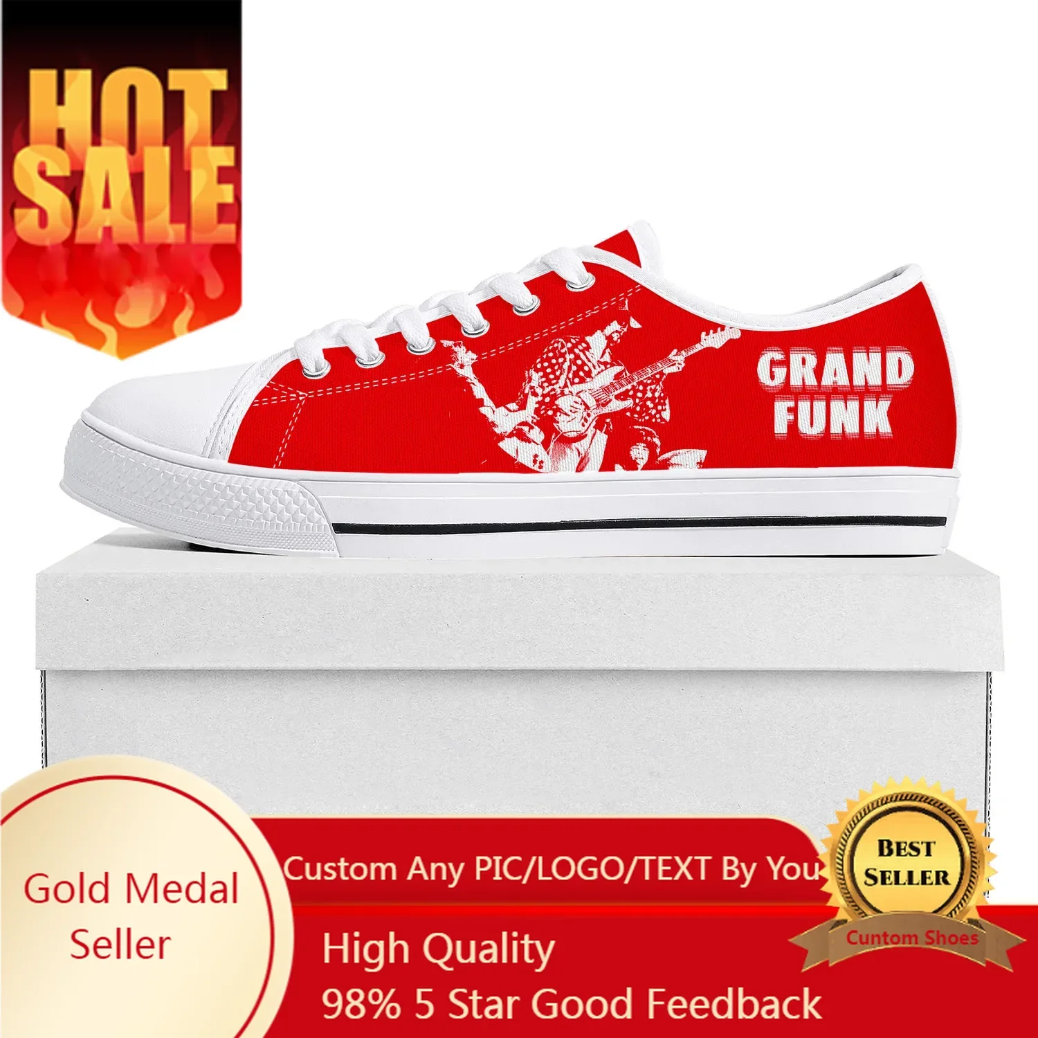 Grand Funk Railroad Rock Band Low Top Sneakers Womens Mens Teenager Shoes Casual Tailor-Made Canvas Sneaker Shoe