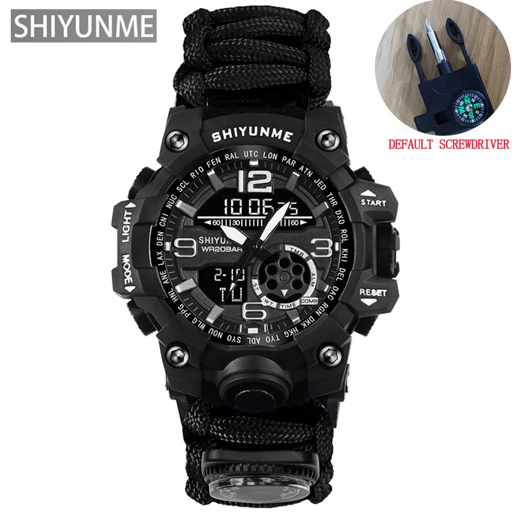 Outdoor Survival Paracord Watch with Compass & Thermometer
