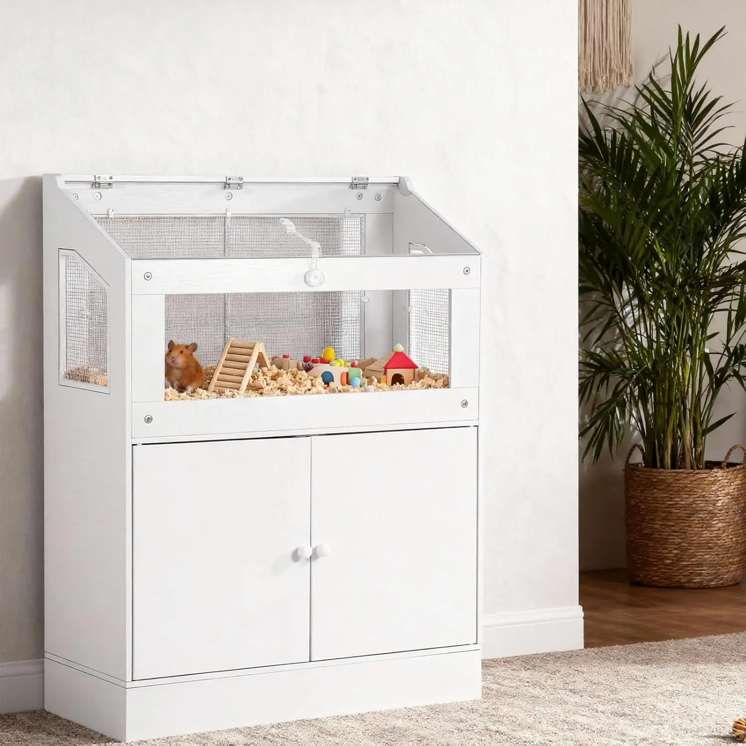 Large Acrylic Small Animal Cage With Storage Cabinet Pet Habitat For Hamster Guinea Pig Rat Hedgehog Easy Clean & Ventilated - view 2