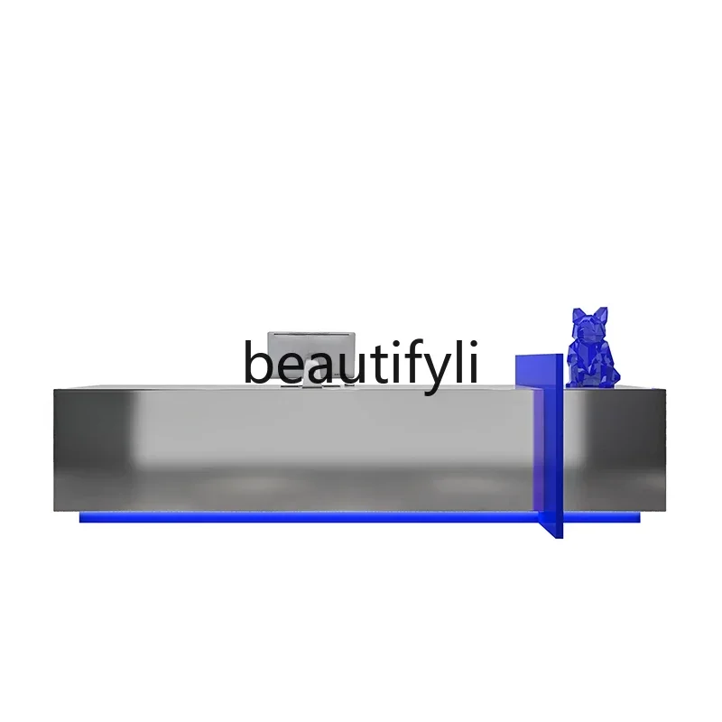 

LX37Stainless steel simple modern company reception desk coffee shop milk tea shop operation desk clothing store checkout page t