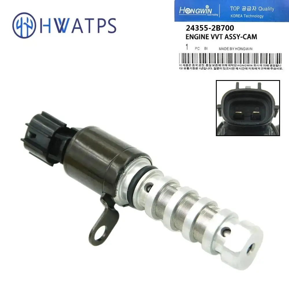 

Клапан контроля давления масла соленоида синхронизации 24355-2B700 подходит для 2012-2022 Hyundai Accent Elantra Sonata Tucson Kia Forte Optima 1.6L