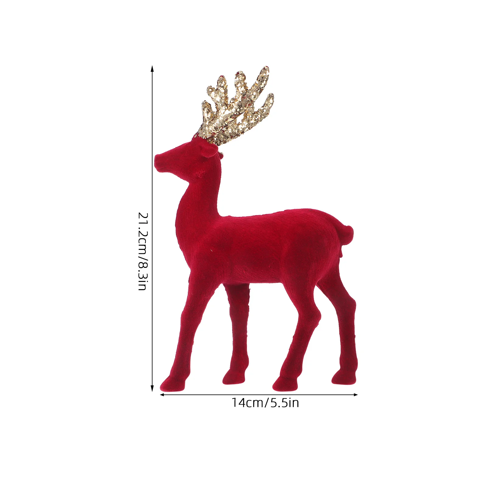 Glitter Finish Red Deer Decoration Christmas Tabletop Elegant Reindeer Home Decor Winter Centerpiece Deer Antler
