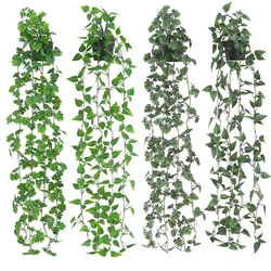 플라스틱 냄비, 가짜 Pothos 식물, 가짜 Monstera 식물, 가짜 화분에 1/2pcs 인공 매달려 식물