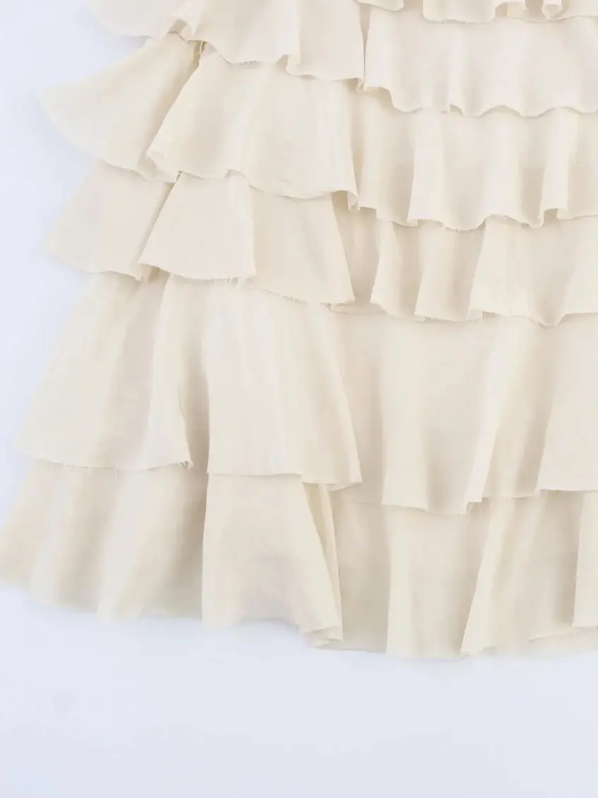 Nieuwe dame elegante a-lijn gelaagde ruches maxi lange strand midi rok chique dames vintage luxe hoge kwaliteit losse gelaagde rokken