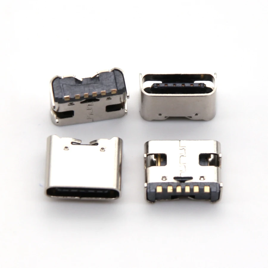 10pcs 6 Pin SMT Socket Connector Micro USB Type C 3.1 Female Placement SMD DIP For PCB design DIY high current charging