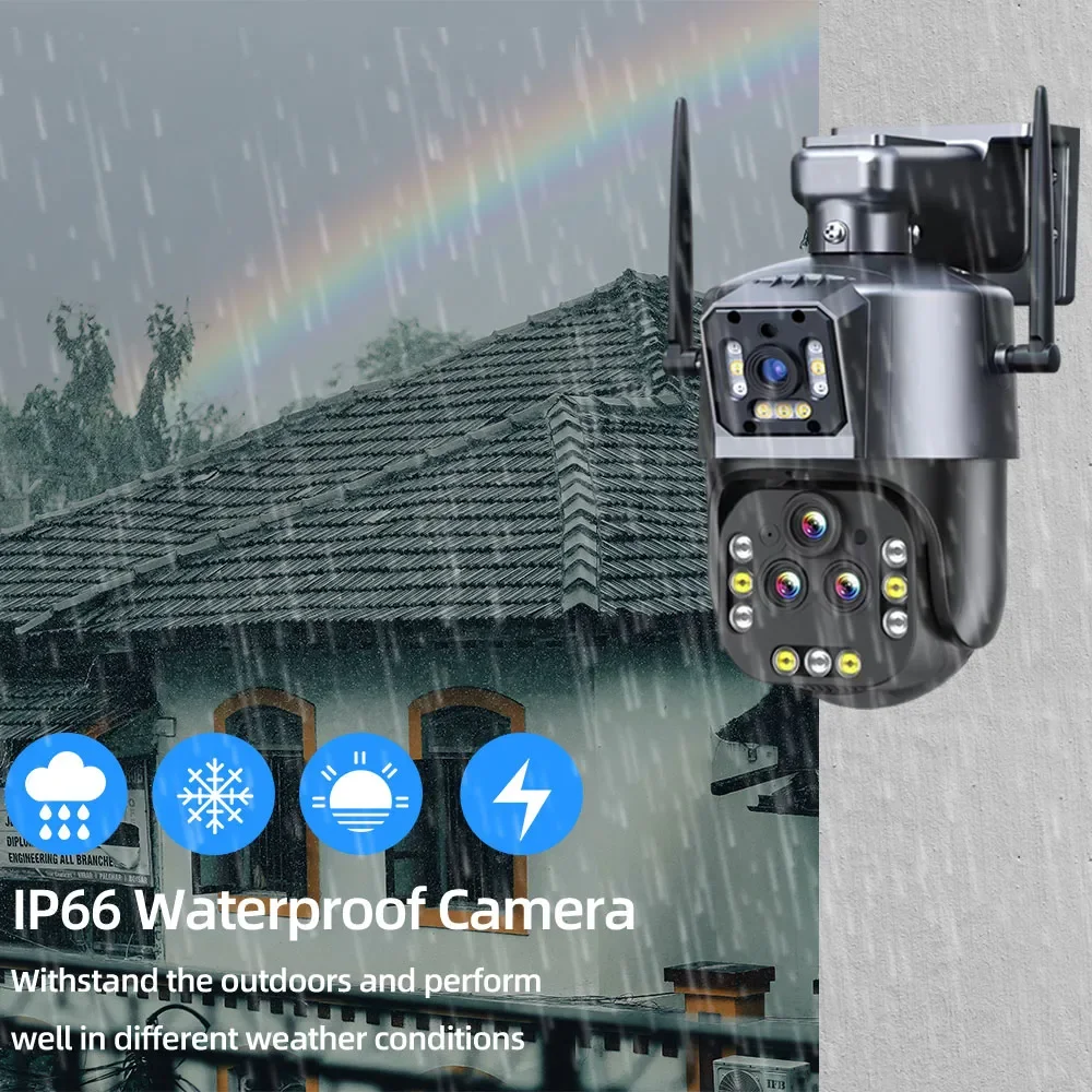 Caméra de surveillance extérieure PTZ IP WiFi Ultra 16MP/8K, dispositif de sécurité sans fil, avec 4 objectifs, n\'aime 20X, suivi automatique AI,