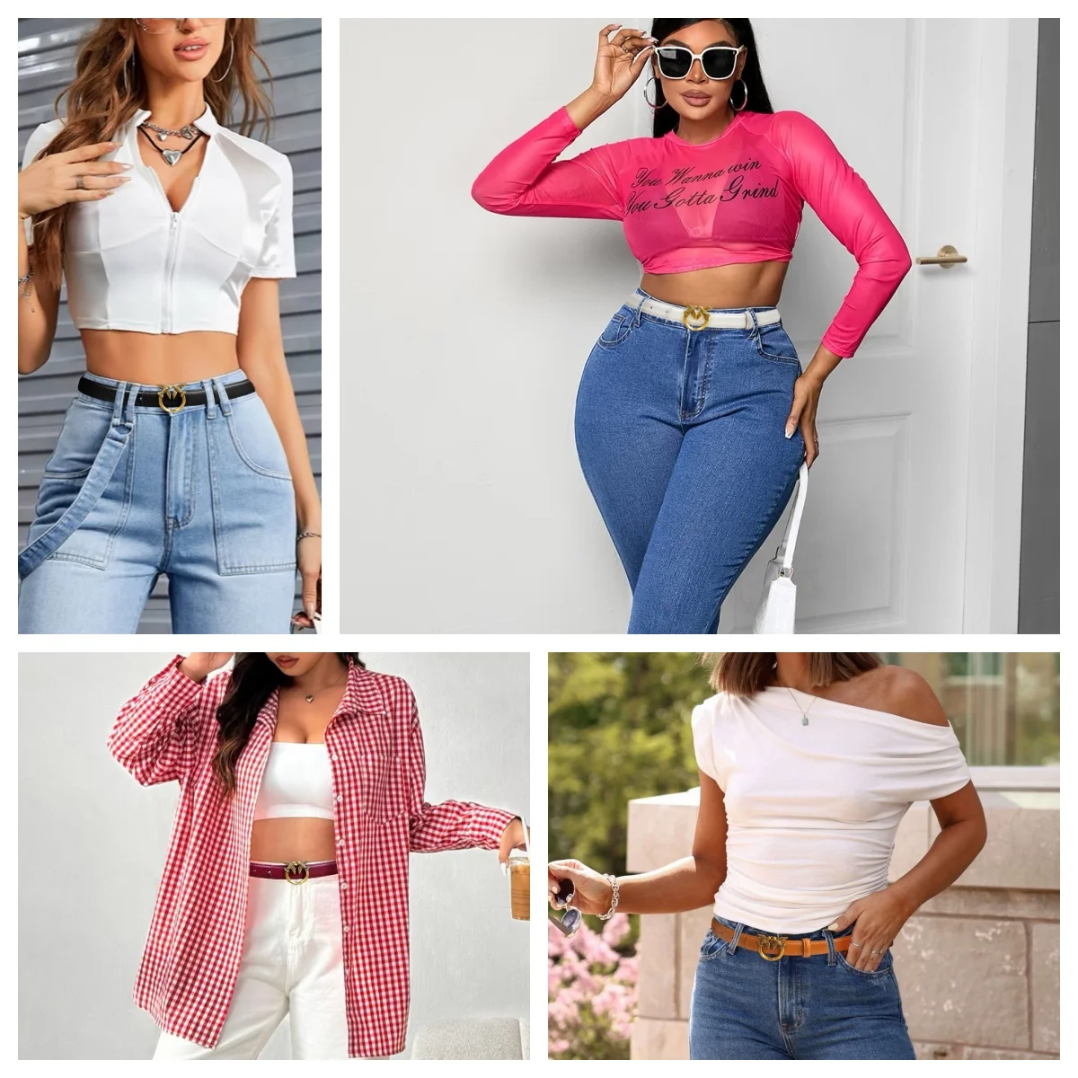 حزام نسائي عصري ذو ملمس مميز - إكسسوارات جينز متعددة الاستخدامات