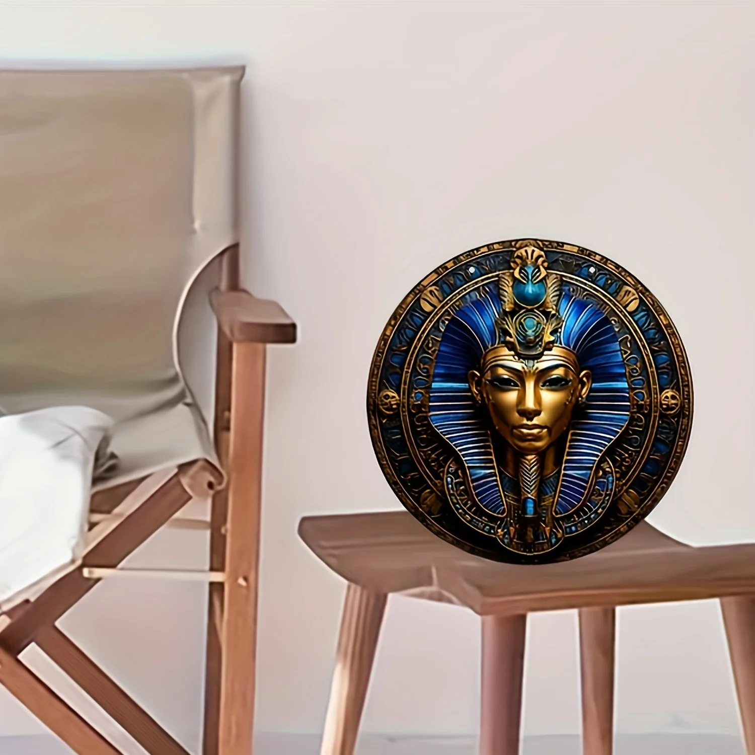 Egyptian Pharaoh Mask Acrylic Light Catcher-Round Wall Hanging Decor For Home,Garden,Hotel,Restaurant,Summer,Holiday Gift