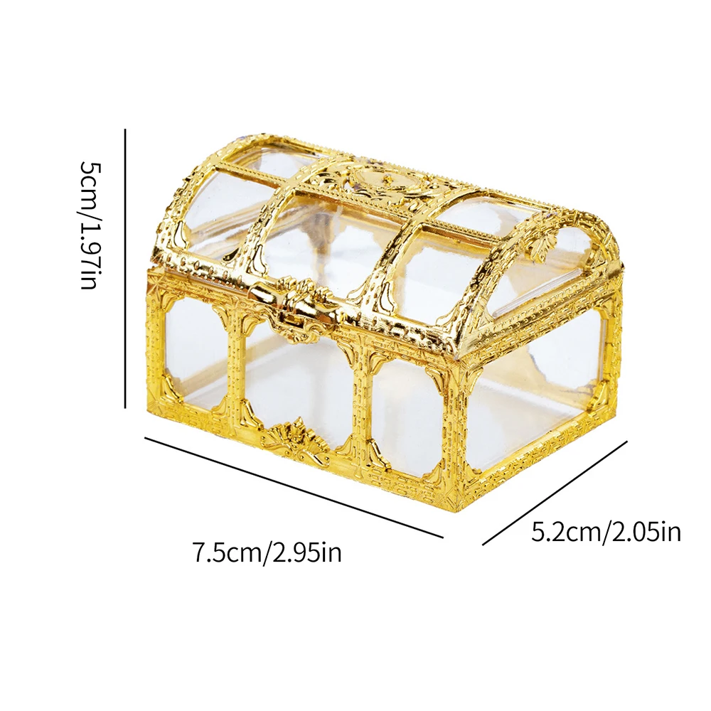 Vintage Treasure Chest Storage Box Transparent Pirate Candy Jewelry Display Box for Wedding Party Birthday