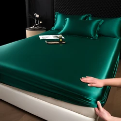 Drap-housse en rayonne satinée avec bande élastique, housse de matelas solide pour documents, drap de lit haut de gamme, literie pour la maison et l'hôtel