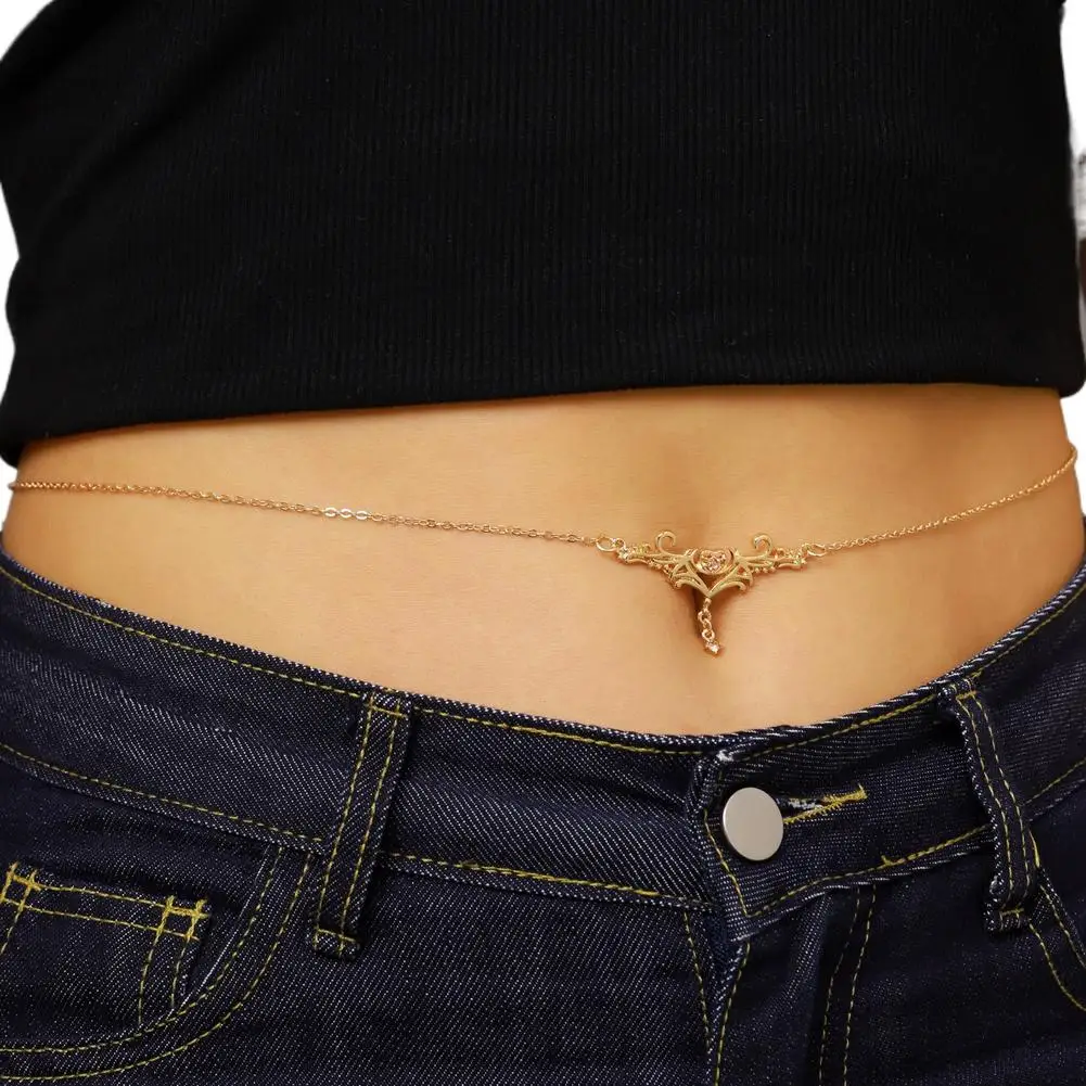 Gotische Herzflammen-Taillenkette, sexy Punk-Metall-Bauchkette, Y2K-Körperkette für Strand-Bikini-Party-Outfit-Schmuck
