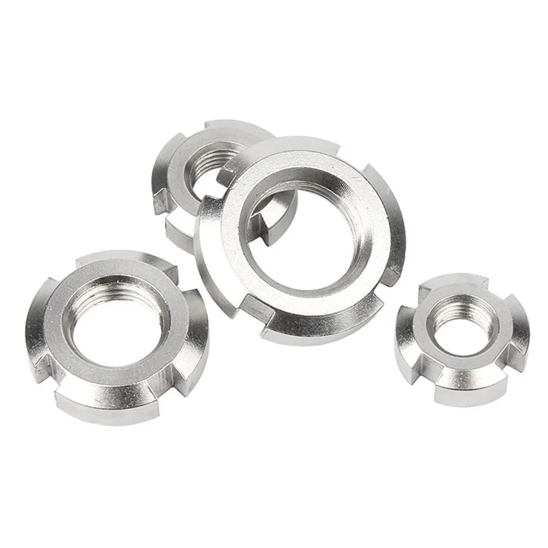 M10 M12 M14 M16 M18 M20 M22 M24 M25 M27 M30 M33 M35 M36 M39 M40~M60 304 Stainless Steel Slotted Round Nut Four Slot Nut GB812