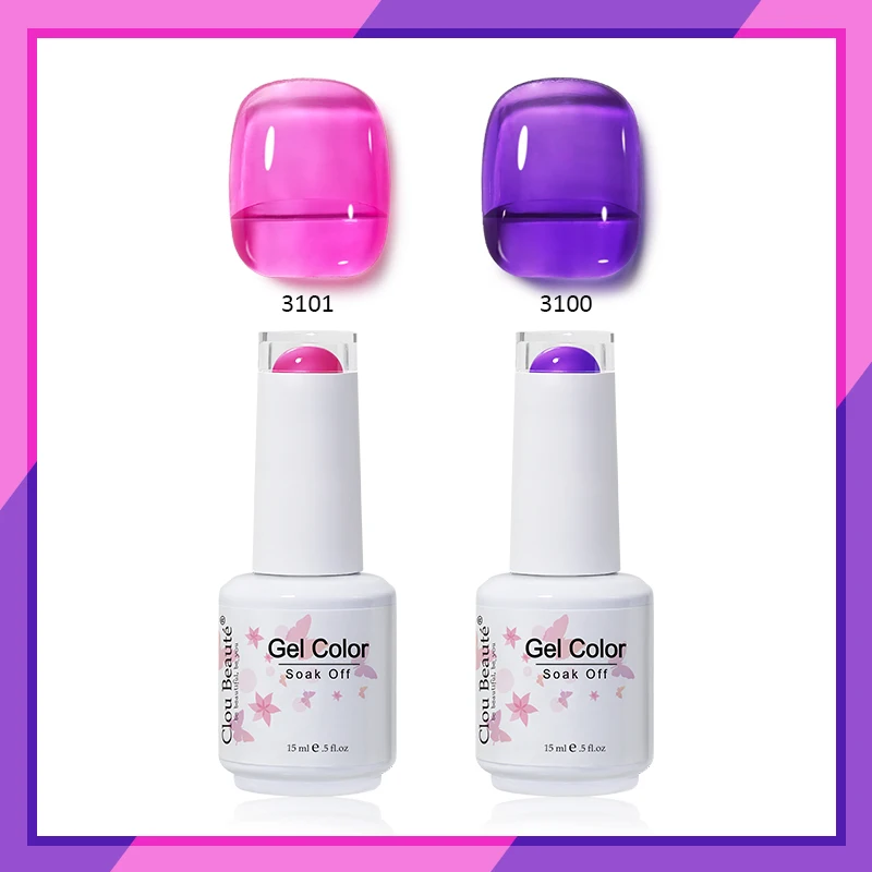 

Clou Beaute Translucent Jelly Gel Nail Polish Set 2PCS LED UV Nail Art Soak Off Top Base Coat Varnishes Semi Permanent Manicure