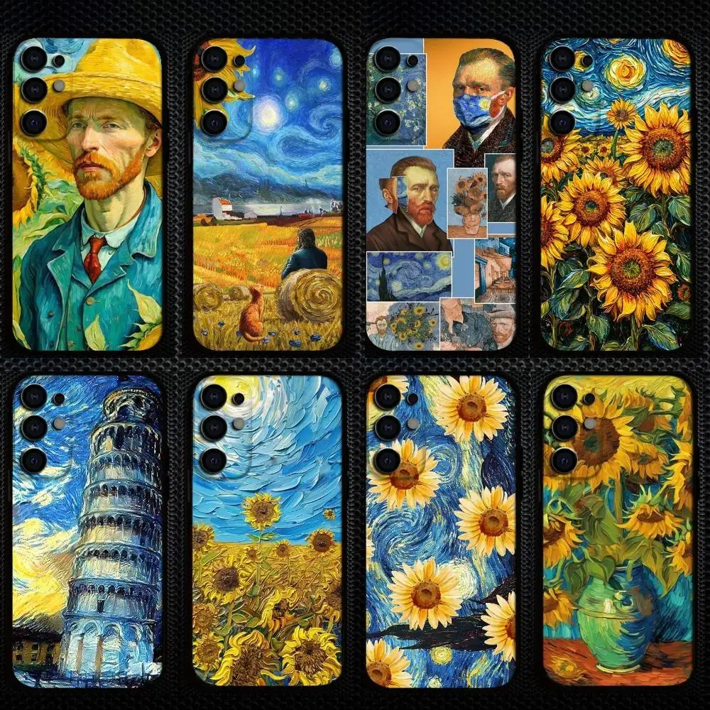 

Vintage Van Gogh mobile phone pattern Phone Case For Samsung S25,S24,S23,S22,S21,S20,Plus,Fe,Lite,Others Black Cover
