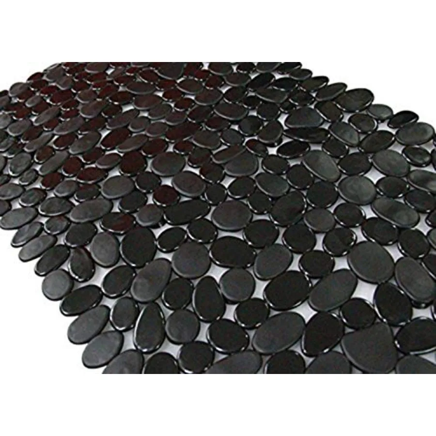 

Non-Slip Pebble Bathtub Mat Black 16 W x 35 L Inches for Smooth/Non-Textured Tubs Only Safe Shower Mat with Drain Holes Suction