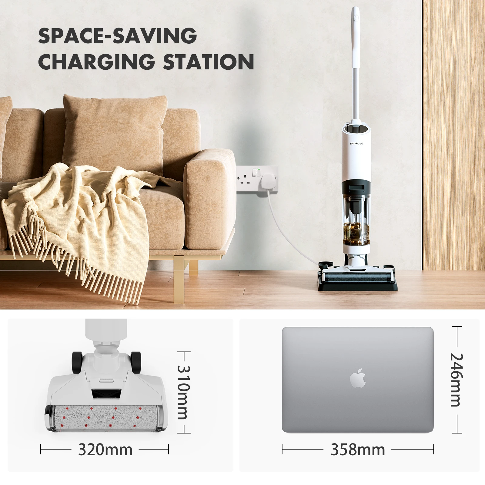 For PowerScrub S2 Upright Cordless Vacuum Cleaner with HEPA Filter 0.8L Capacity Portable Household Use 4