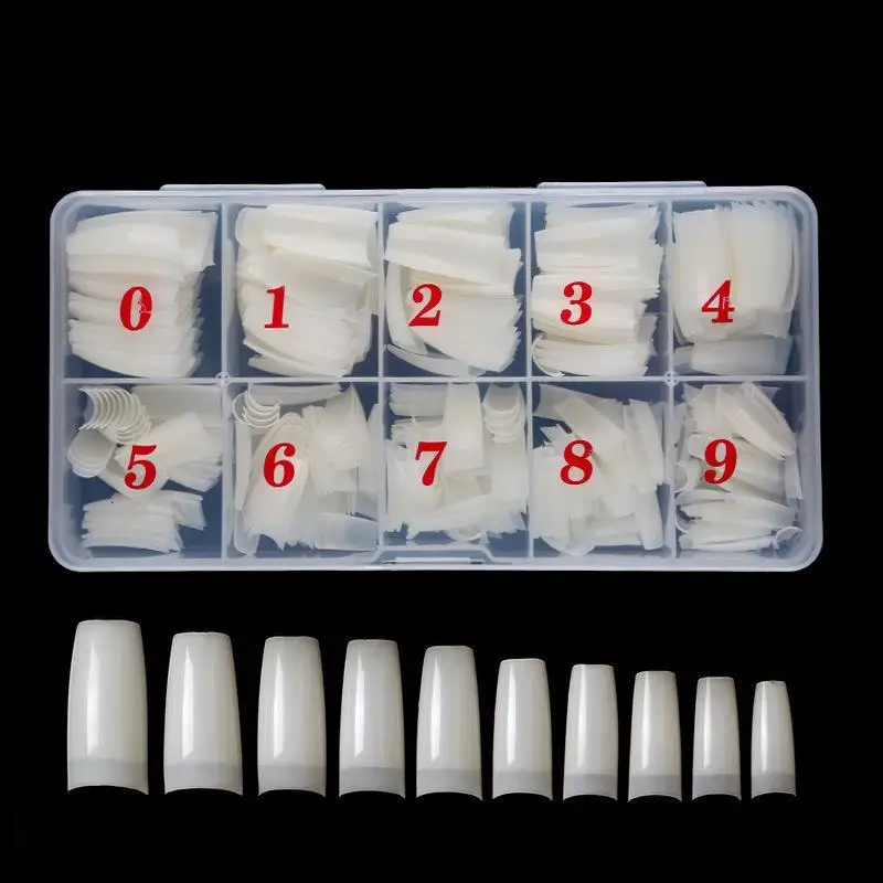 500Pcs French Manicure Tips Full Half Cover False Nails Natural White Transparent Acrylic Nail Art