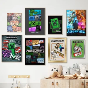 Póster de MinecCrafts de juego vintage sin marco Kraft Paper Wall Art para el club de estudio Bar Peganadas de decoración del hogar 12 mejores juegos de carteles de ventas - №9
