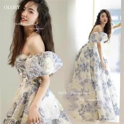 OLOEY 2024 Floral Evening Dresses Taffeta Women Halter Photoshot Dress Free Custom Floor Length Formal Dress Garden Party Gowns