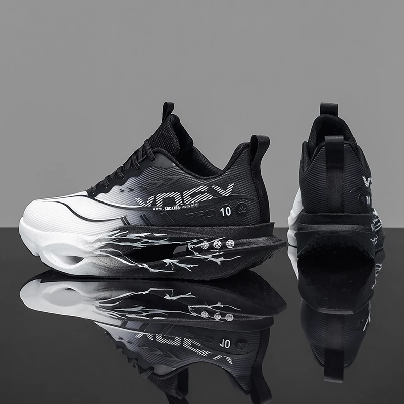 Herren-Freizeitsportschuhe mit Carbonplatte zur Laufunterstützung, atmungsaktivem Mesh, bequemen, niedrigen Schnürschuhen für Trailrunning, Zero-Drop-Sohle, langsamem Rückprall, rutschfest, geeignet für Fitnessstudio, Jogging und Camping. – Detail 2