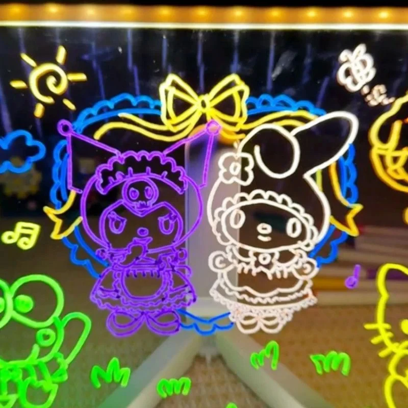 Rewritable DIY Children's Glowing Drawing Board Message Lamp With 7 Colorful Pens Light Up Acrylic Message Board