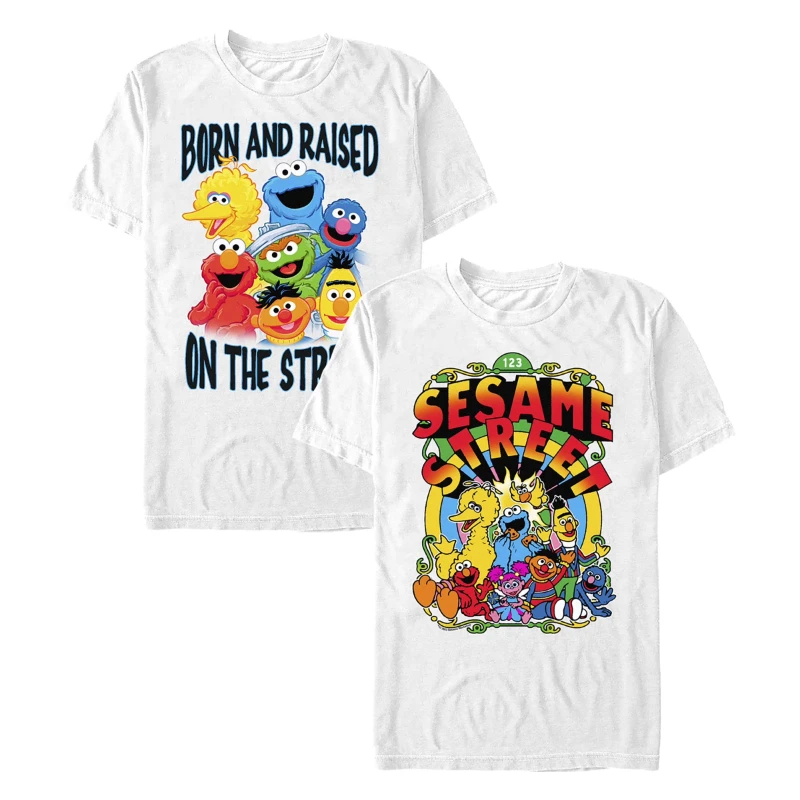 Camiseta para hombre Sesame Street Born And Raised Puppet Crew, talla vintage Y2K, nuevas llegadas de primavera/verano