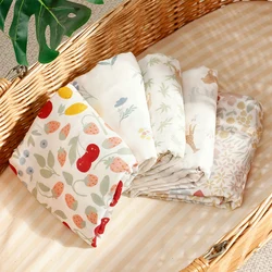 HappyFlute 47x43 Inch Muslin Swaddle Super Soft Bamboo Cotton 2-Layer Light Color Print High-Quality Wrap for Newborn Baby