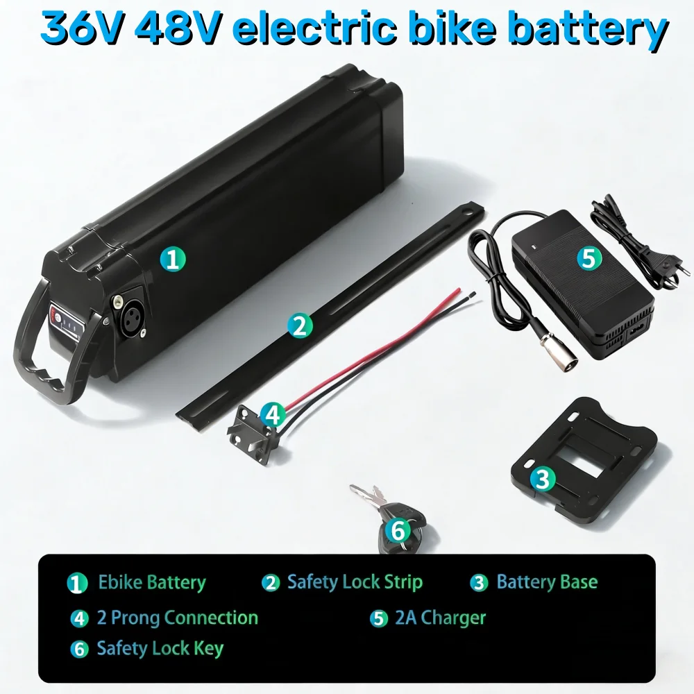 

48V 36V 20Ah 17Ah 15Ah 13Ah 11Ah Built-in BMS Silverfish Battery for 250W-1000W Folding Bike Bafang Motor with 2A Charger.