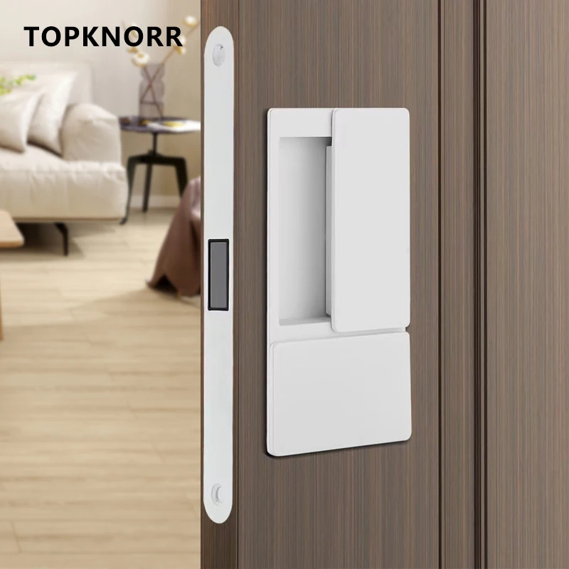 2023 New Handleless Flat Lock Modern Bedroom Magnetic Recessed Door Handle Silent Push-Pull Golden Invisible Sliding Door Lock