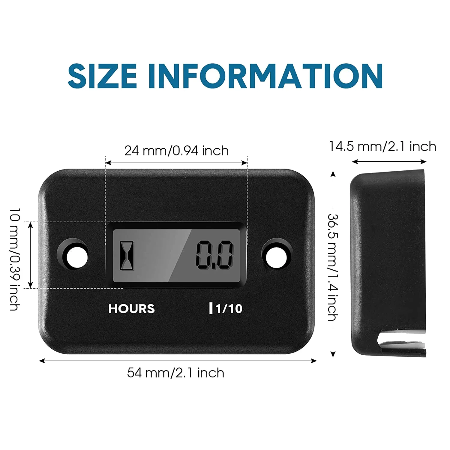 2 Pieces Inductive Hour Meter for Gas Engine Lawn Mower Dirt Bike Motorcycle Motocross Snowmobile Marine (Black)